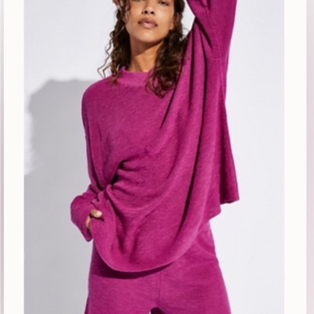 We The Free Fuchsia Crew Neck Sweater